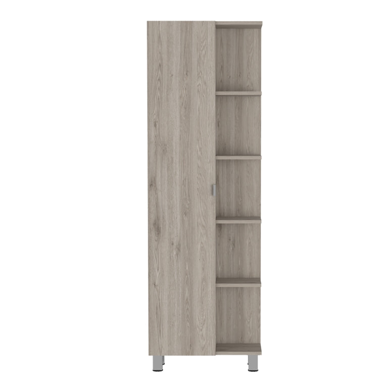 Columna de baño Urano 158 cm, 1 puerta y 5 estantes abiertos