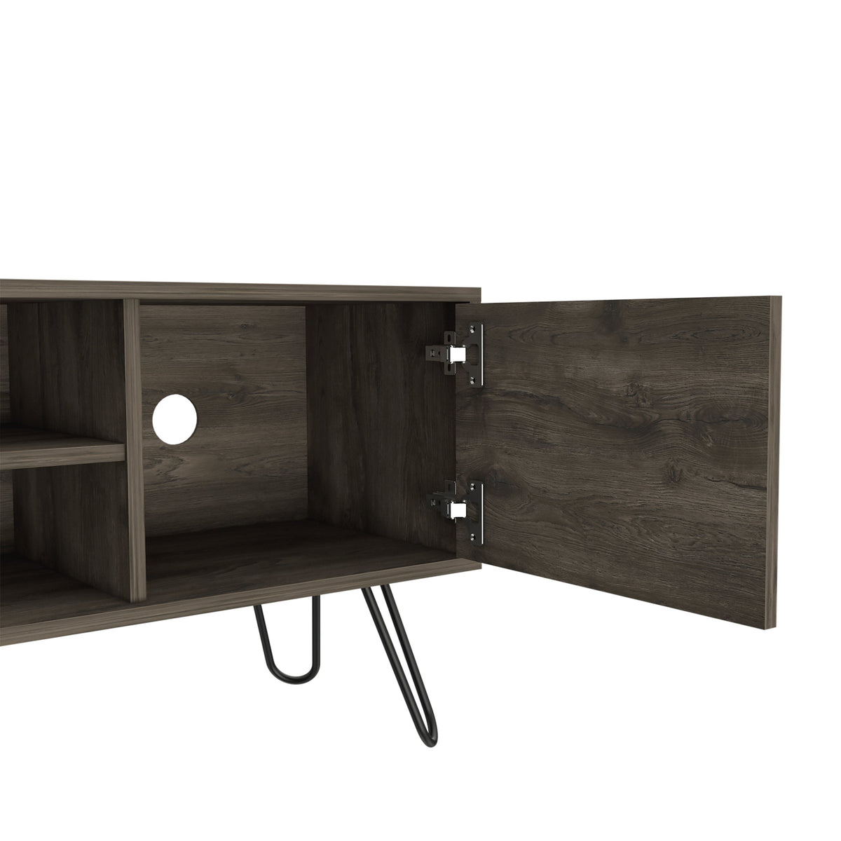 TUHOME CONCEPT Mueble de TV Andorra de 115 cm con 1 puerta, roble oscuro