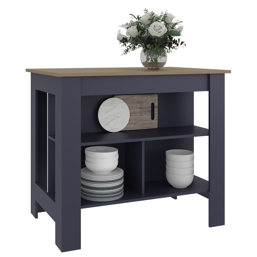 TUHOME CONCEPT Isla de cocina Cala de 102 cm, azul y fresno