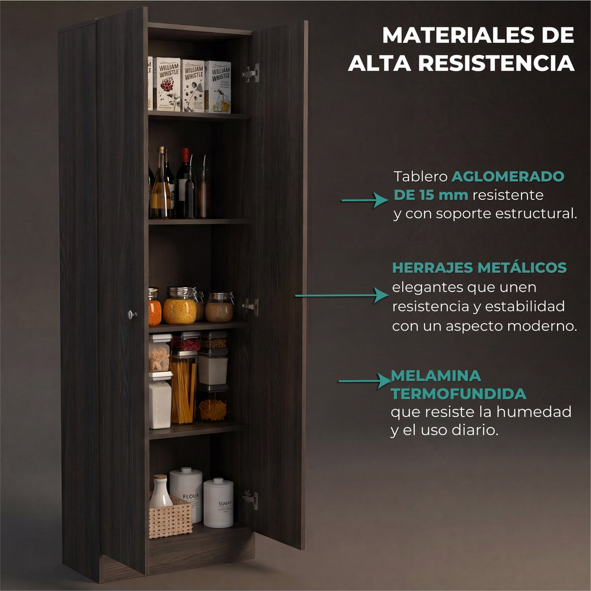 TUHOME CONCEPT Armario multiusos de 181 cm, negro