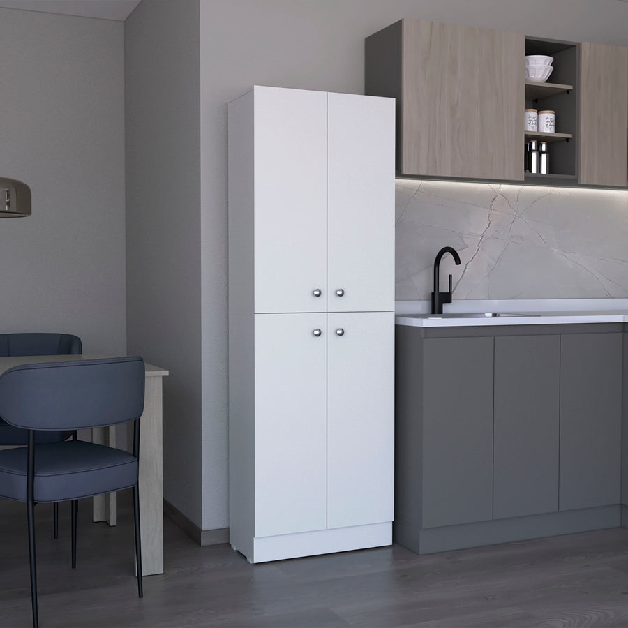 Despensa de cocina Lynch de 181 cm con 4 puertas, blanco