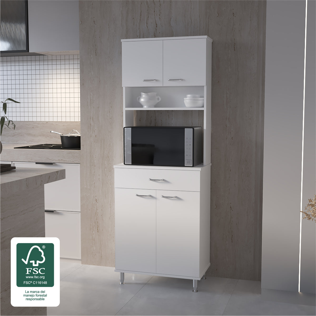 Despensa de cocina Della de 169 cm con 1 cajón
