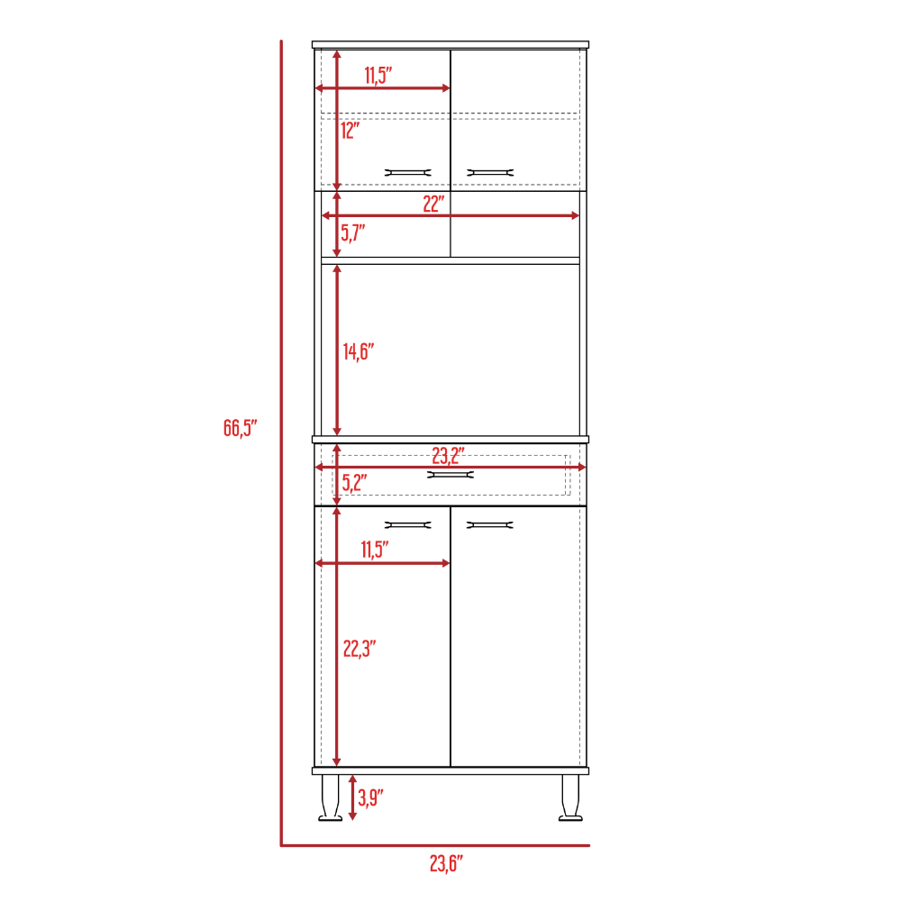 Despensa de cocina Della de 169 cm con 1 cajón