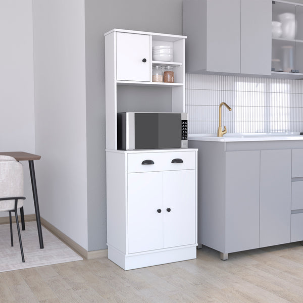 TUHOME Gabinete de Cocina para Microondas Powell con 3 Puertas, Manijas y Cajón