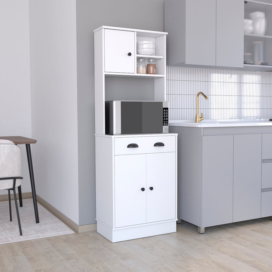 Despensa de cocina Albany de 169 cm con 1 cajón, blanco