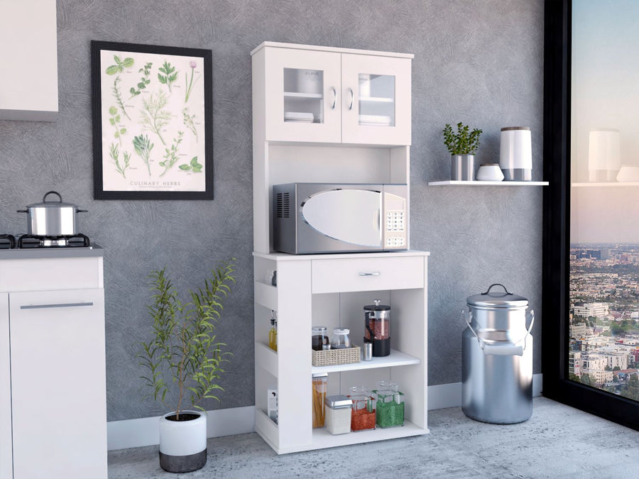 Despensa de cocina Capienza de 170 cm con 2 puertas y 1 cajón, blanco