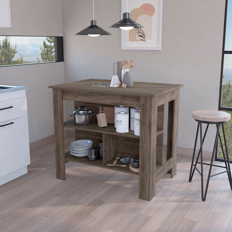 Isla de cocina Cala de 103 cm, roble oscuro