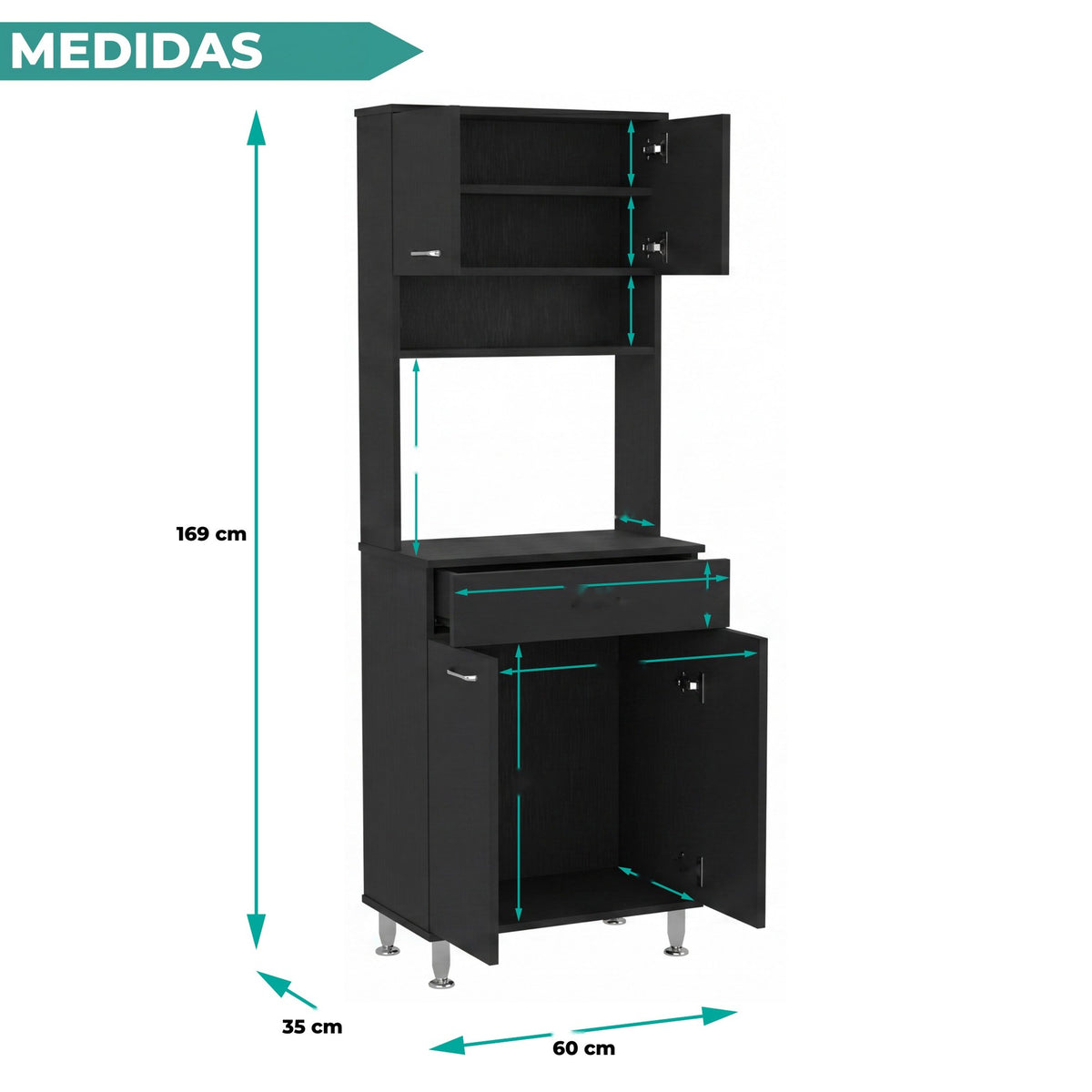 Despensa de cocina Della de 169 cm con 1 cajón