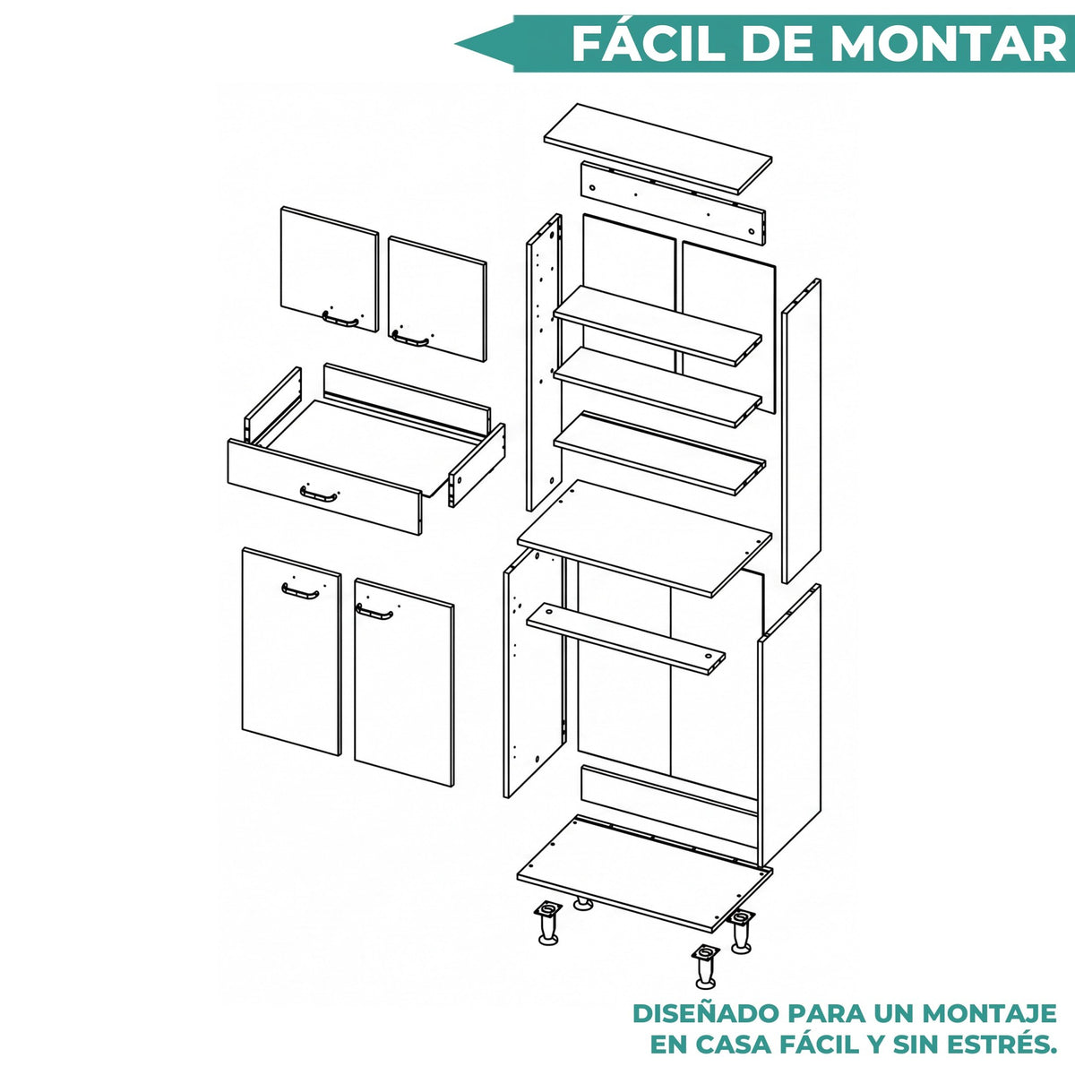 Despensa de cocina Della de 169 cm con 1 cajón
