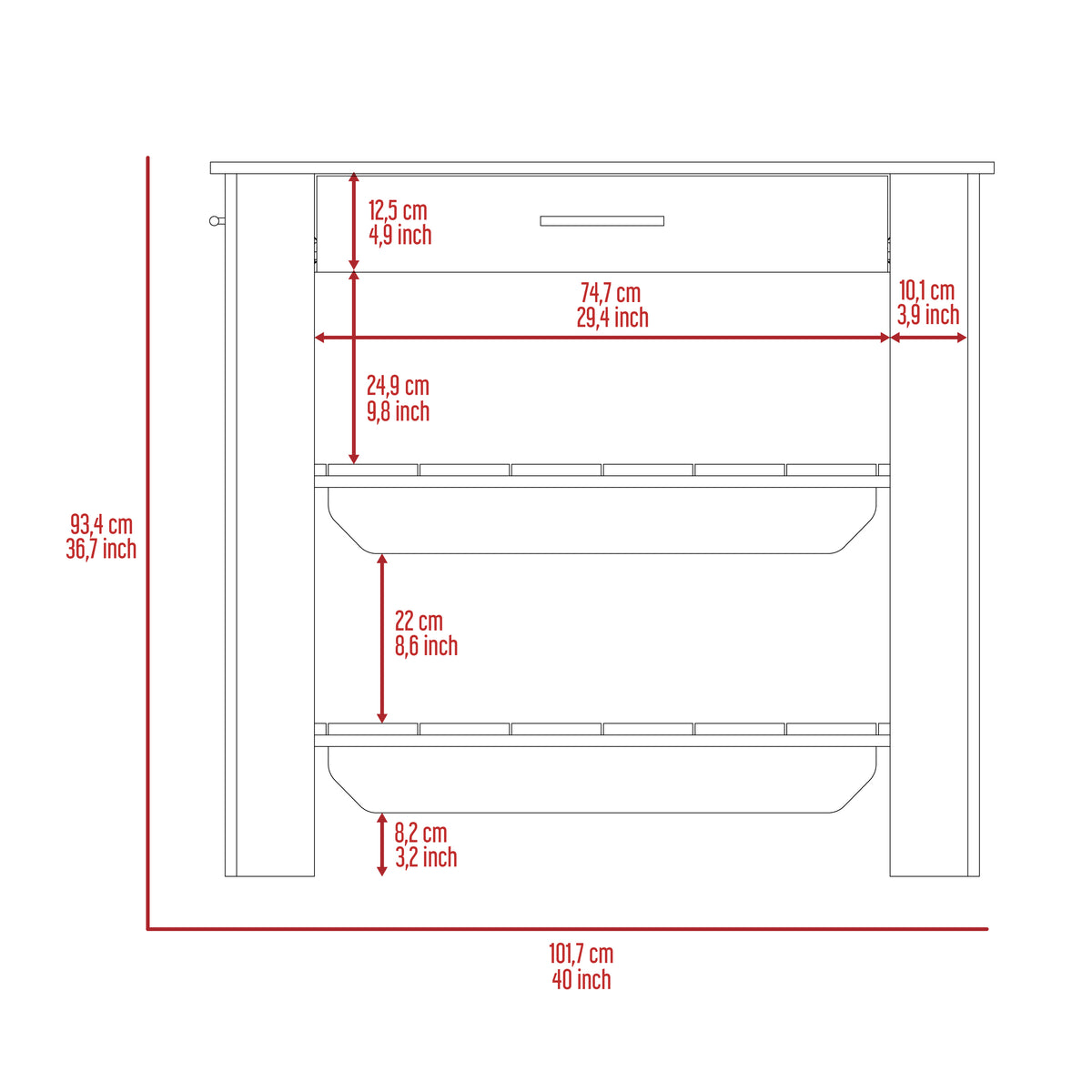 TUHOME CONCEPT Isla de cocina Cala de 102 cm, wengué y roble arena
