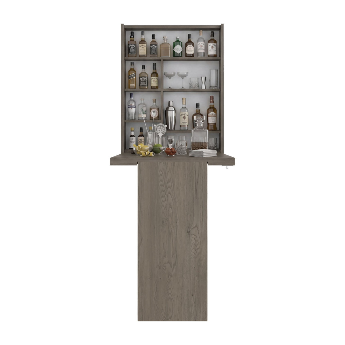 TUHOME CONCEPT Mueble bar de pared plegable Vatta con mesa abatible y estantes, 60 cm, cannolo