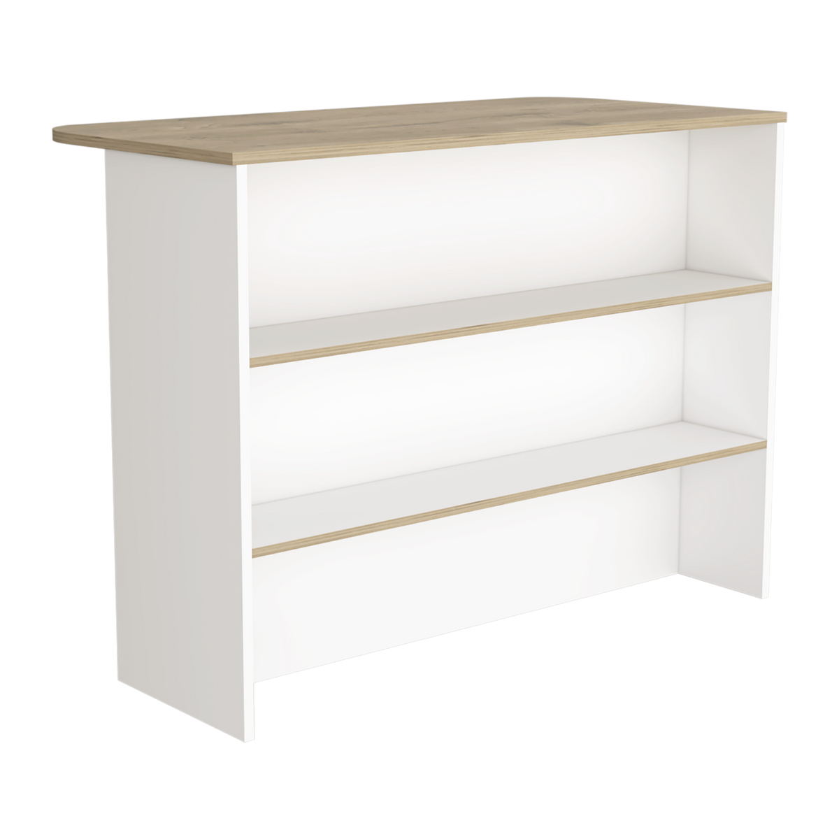 TUHOME CONCEPT Isla de cocina Fendi de 120 cm con 2 estantes, roble claro y blanco