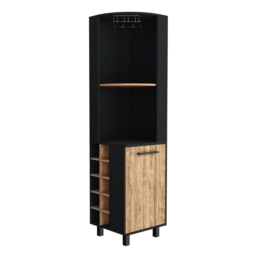 TUHOME CONCEPT Mueble bar esquinero Kaia de 180 cm, wengué y roble miel