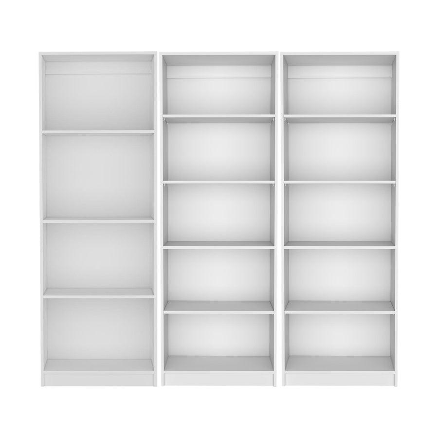 TUHOME CONCEPT Conjunto de 3 librerías Home de 181 cm: 1 abierta de 4 huecos + 2 abiertas de 5 huecos, blanco