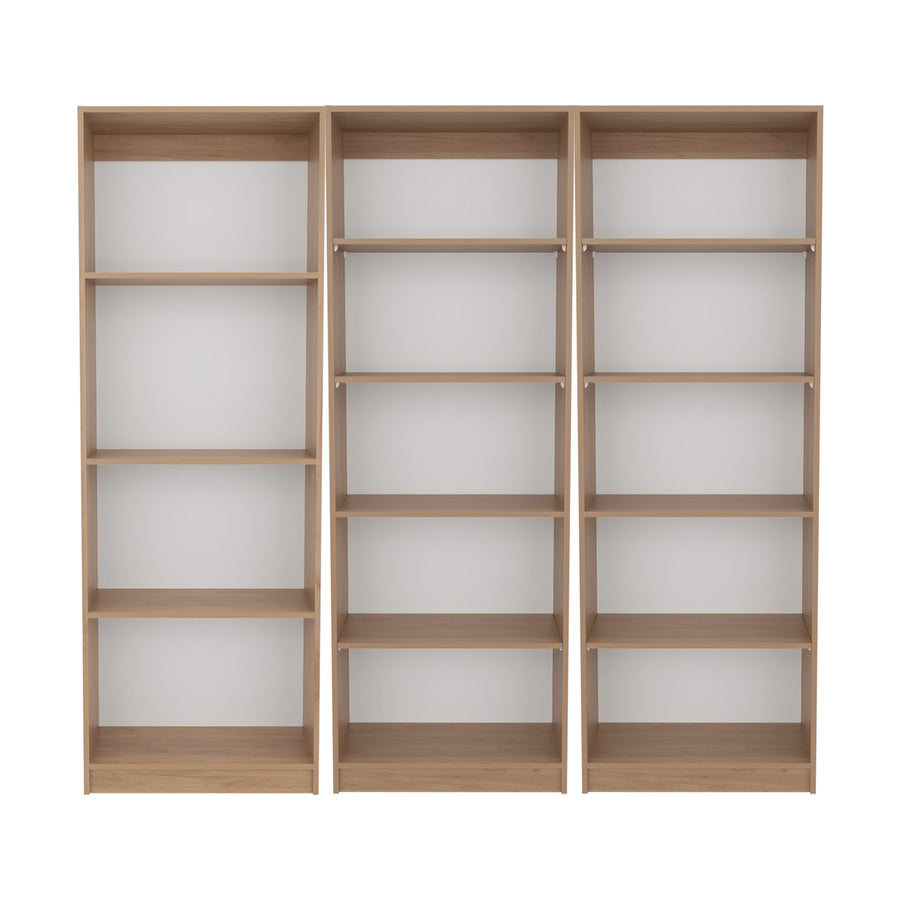 TUHOME CONCEPT Conjunto de 3 librerías Home de 181 cm: 1 abierta de 4 huecos + 2 abiertas de 5 huecos, fresno
