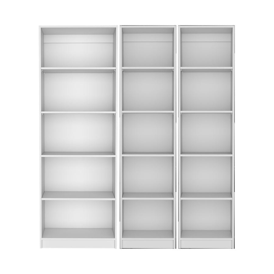 TUHOME CONCEPT Conjunto de 3 librerías Home de 181 cm: 1 abierta de 5 huecos + 2 XS de 45 cm, blanco