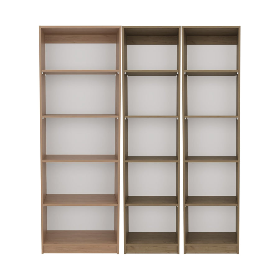 TUHOME CONCEPT Conjunto de 3 librerías Home de 181 cm: 1 abierta de 5 huecos + 2 XS de 45 cm, fresno