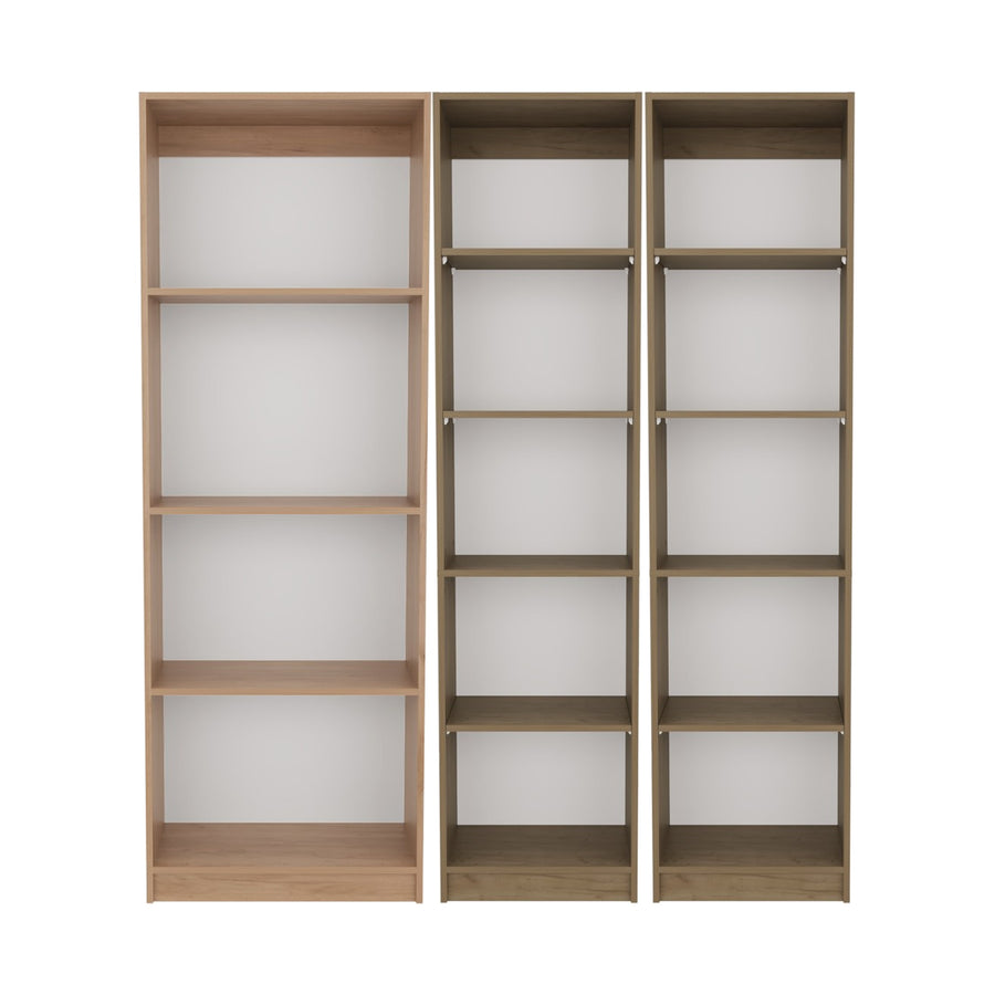 TUHOME CONCEPT Conjunto de 3 librerías Home de 181 cm: 1 abierta de 4 huecos + 2 XS de 45 cm, fresno