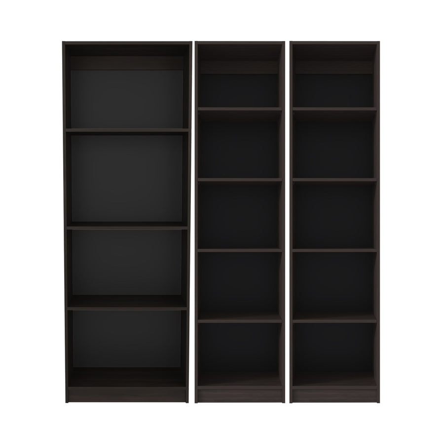 TUHOME CONCEPT Conjunto de 3 librerías Home de 181 cm: 1 abierta de 4 huecos + 2 XS de 45 cm, nogal