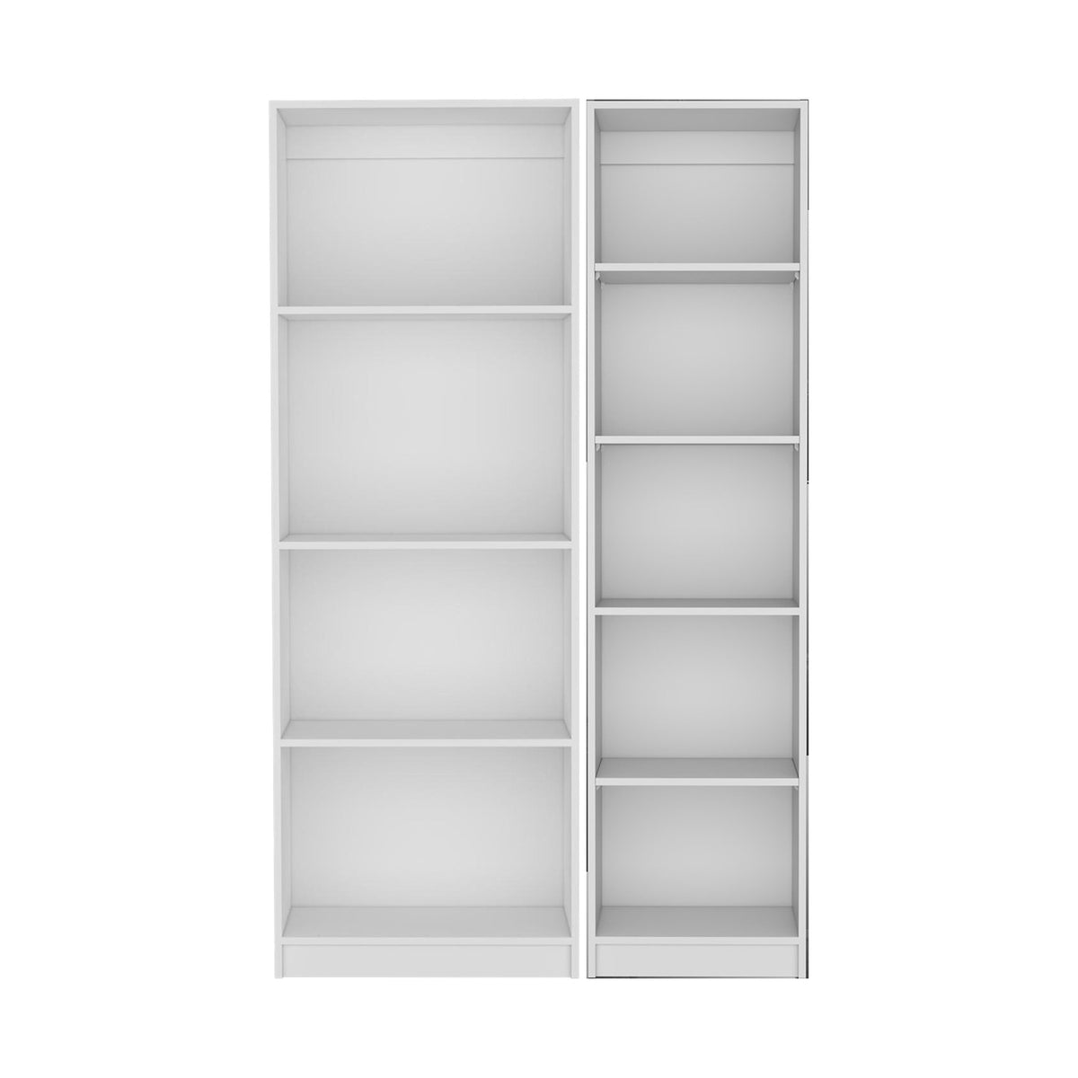 Conjunto de 2 librerías Home de 181 cm: 1 abierta de 4 huecos + 1 XS de 45 cm, blanco