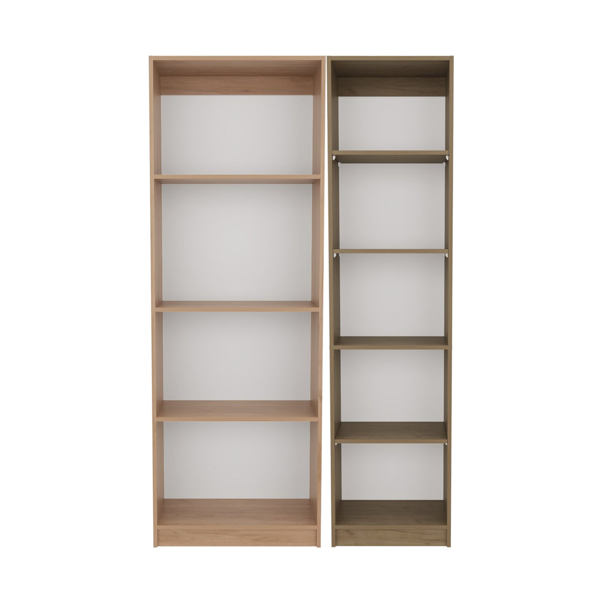 Conjunto de 2 librerías Home de 181 cm: 1 abierta de 4 huecos + 1 XS de 45 cm, fresno