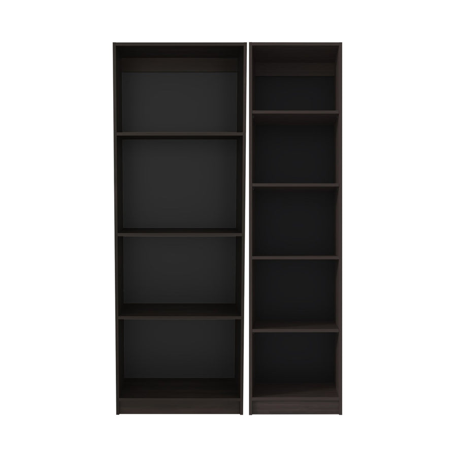 TUHOME CONCEPT Conjunto de 2 librerías Home de 181 cm: 1 abierta de 4 huecos + 1 XS de 45 cm, nogal