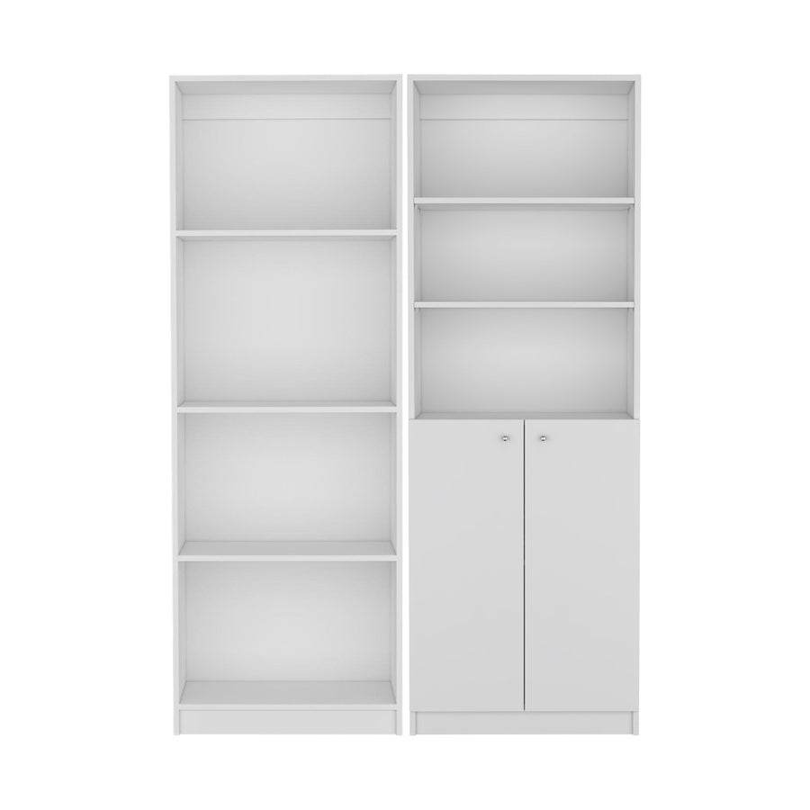 TUHOME CONCEPT Conjunto de 2 librerías Home de 181 cm: 1 abierta de 4 huecos + 1 con 2 puertas, blanco