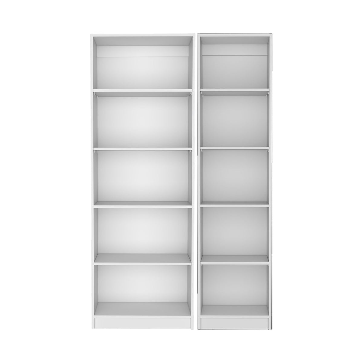 Conjunto de 2 librerías Home de 181 cm: 1 abierta de 5 huecos + 1 XS de 45 cm, blanco