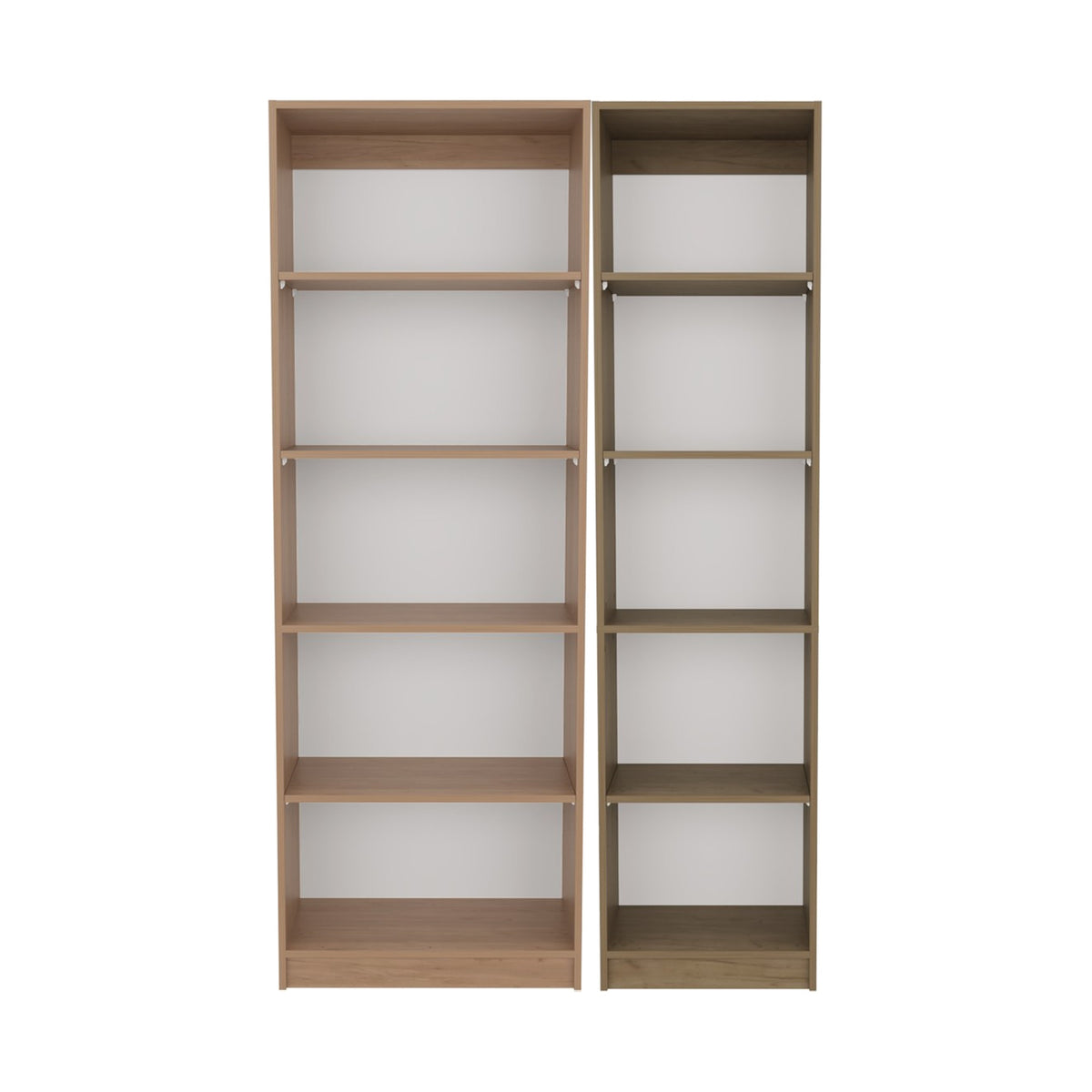 Conjunto de 2 librerías Home de 181 cm: 1 abierta de 5 huecos + 1 XS de 45 cm, fresno