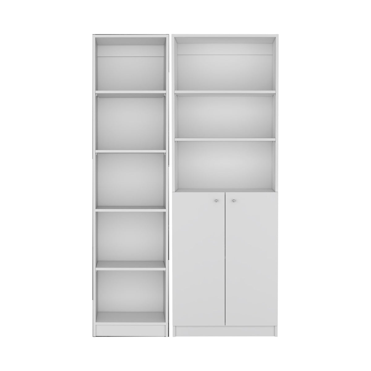 TUHOME CONCEPT Conjunto de 2 librerías Home de 181 cm: 1 XS de 45 cm + 1 con 2 puertas, blanco