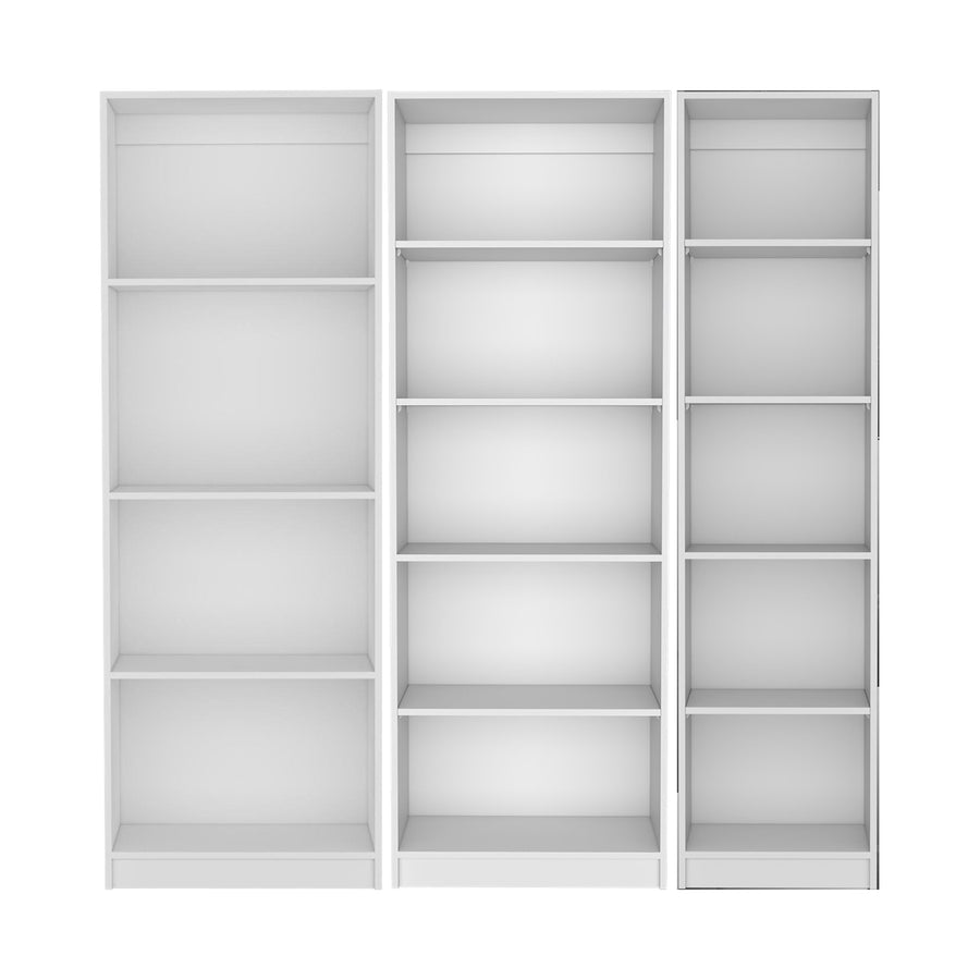 TUHOME CONCEPT Conjunto de 3 librerías Home de 181 cm: 1 abierta de 4 huecos + 1 abierta de 5 huecos + 1 XS de 45 cm, blanco