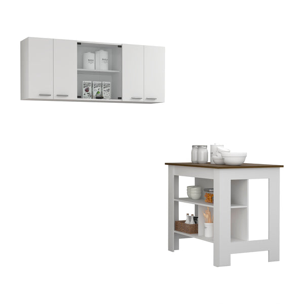 Conjunto Norfolk de Cocina, Isla de Cocina + Mueble de Pared para Cocina