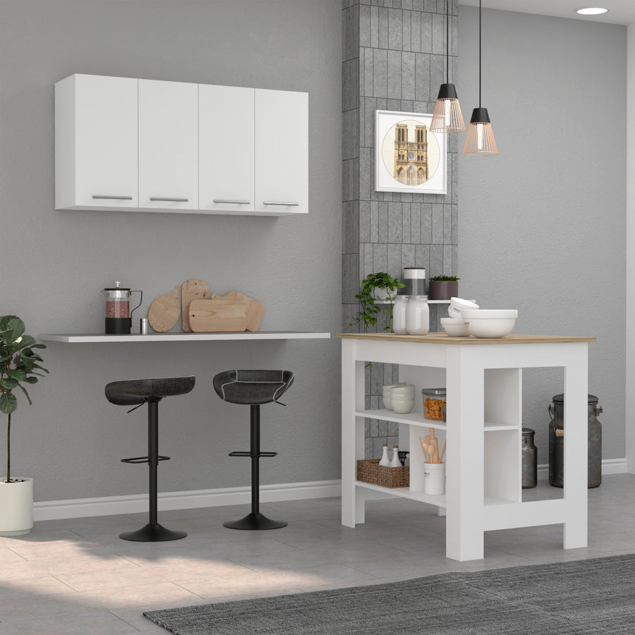 Conjunto Caledon de Cocina, Isla de Cocina + Módulo Superior de Pared
