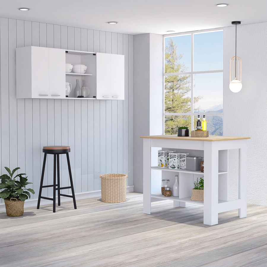 Conjunto Norfolk de Cocina, Isla de Cocina + Mueble de Pared para Cocina