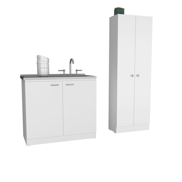 Conjunto Belmont de Cocina, Mueble con Fregadero + Armario Multifuncional