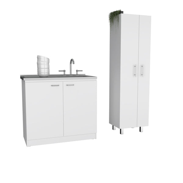 Conjunto Safford de Cocina, Mueble de Cocina con fregadero + Armario Multiusos