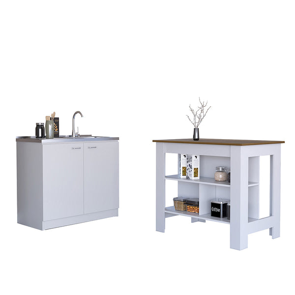 Conjunto Phoenix de Cocina, Isla de Cocina + Mueble de Cocina con fregadero