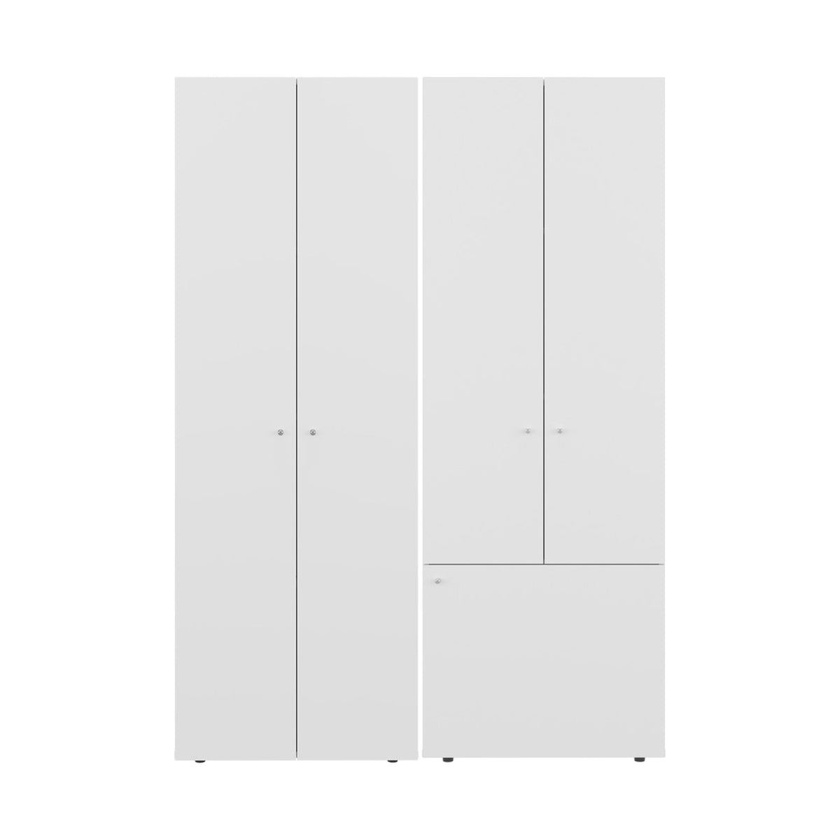 Conjunto de 2 armarios Home de 170 cm: 2 puertas con estantes + 3 puertas con estantes, blanco