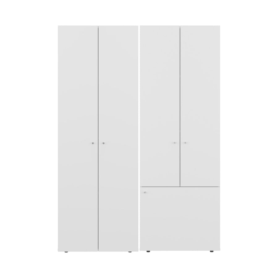 Conjunto de 2 armarios Home de 170 cm: 2 puertas con estantes + 3 puertas con estantes, blanco