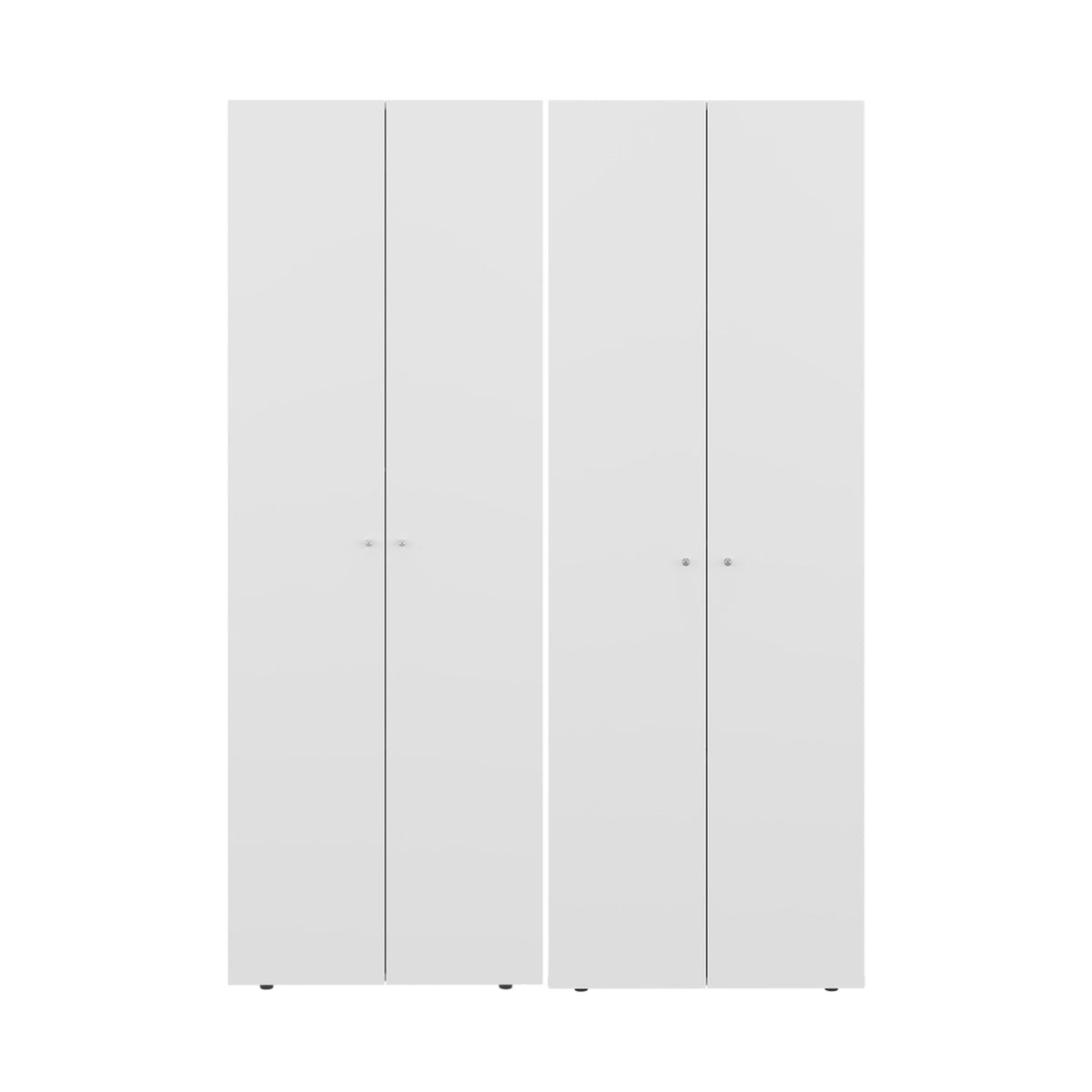 Conjunto de 2 armarios Home de 170 cm: 2 puertas con barra + 2 puertas con estantes, blanco