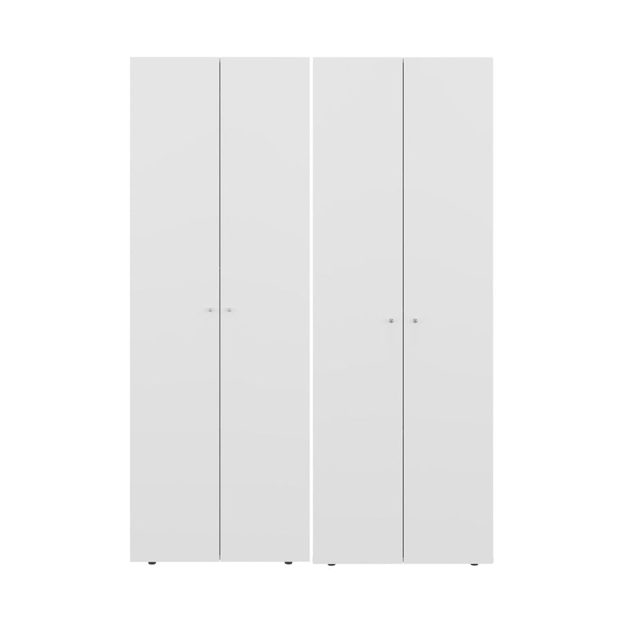 Conjunto de 2 armarios Home de 170 cm: 2 puertas con barra + 2 puertas con estantes, blanco