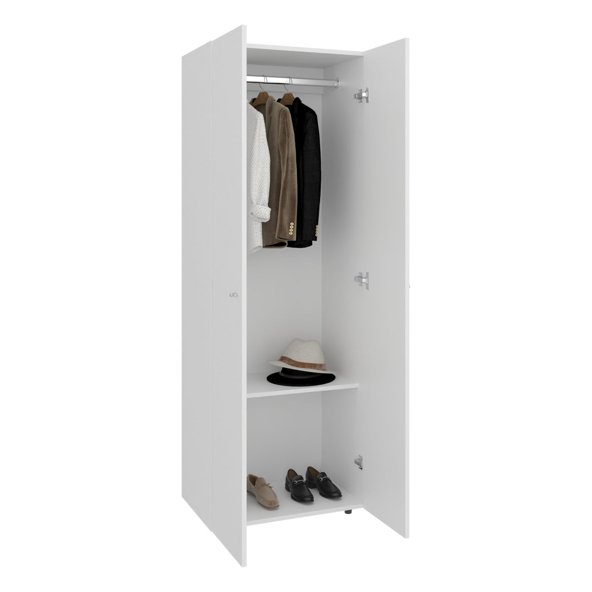 TUHOME CONCEPT Armario Home Dreams M1 de 170 cm con 2 puertas, barra de colgar y estante, blanco