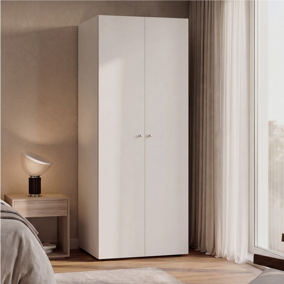 TUHOME CONCEPT Armario Home Dreams M1 de 170 cm con 2 puertas, barra de colgar y estante, blanco