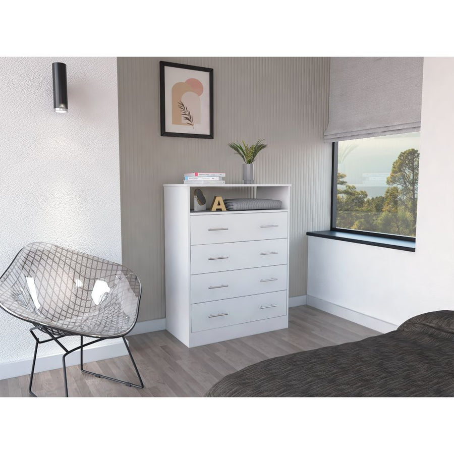 Cómoda Peru de 84 cm con 4 cajones, blanco