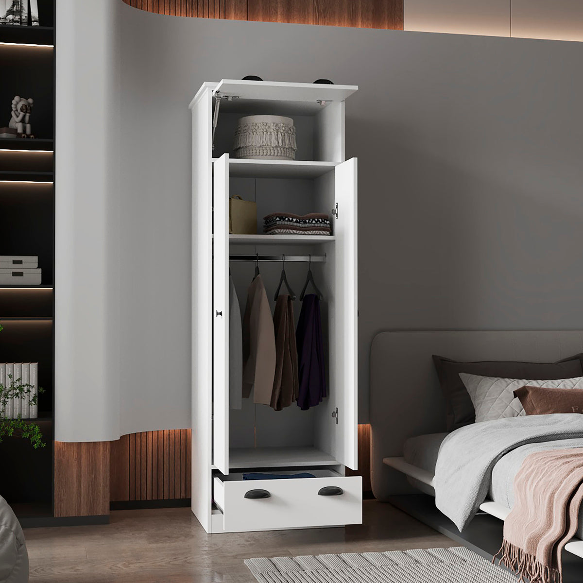 Armario ropero Falkland de 179 cm, blanco, foto 3 – TUHOME