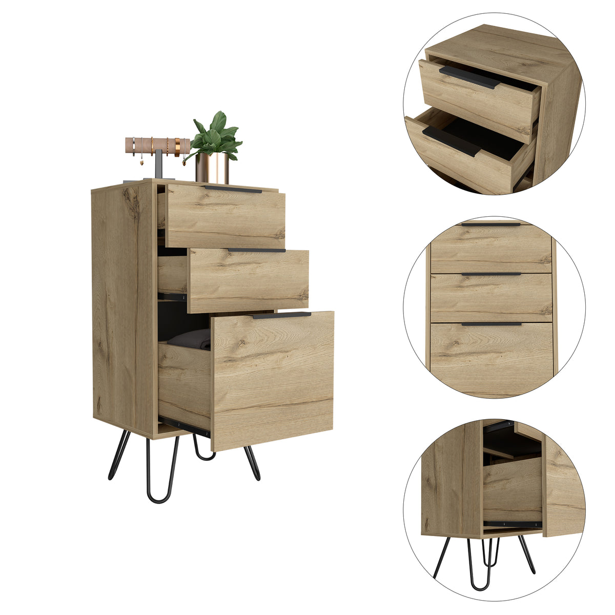 Cómoda Augusta de 45 cm, roble arena, foto 3 – TUHOME
