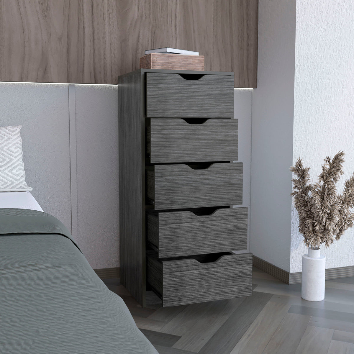 Cómoda Basilea Narrow de 45 cm, roble gris, foto 2 – TUHOME