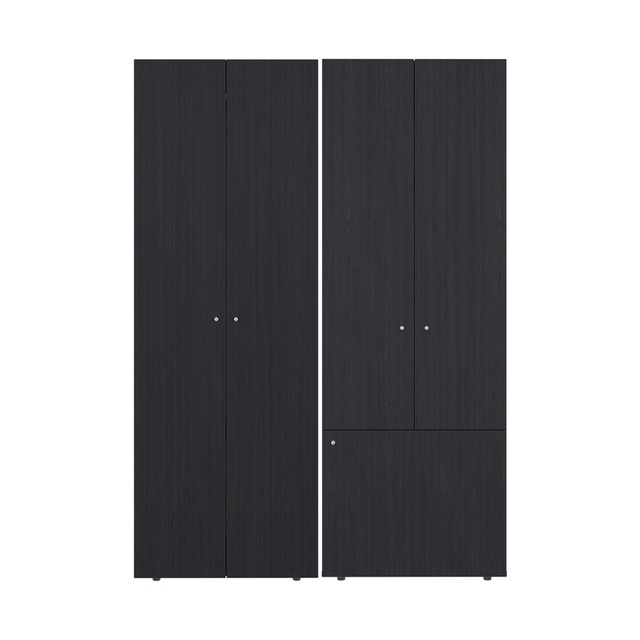 TUHOME CONCEPT Conjunto de 2 armarios Home de 170 cm: 2 puertas con barra + 3 puertas con estantes, wengué