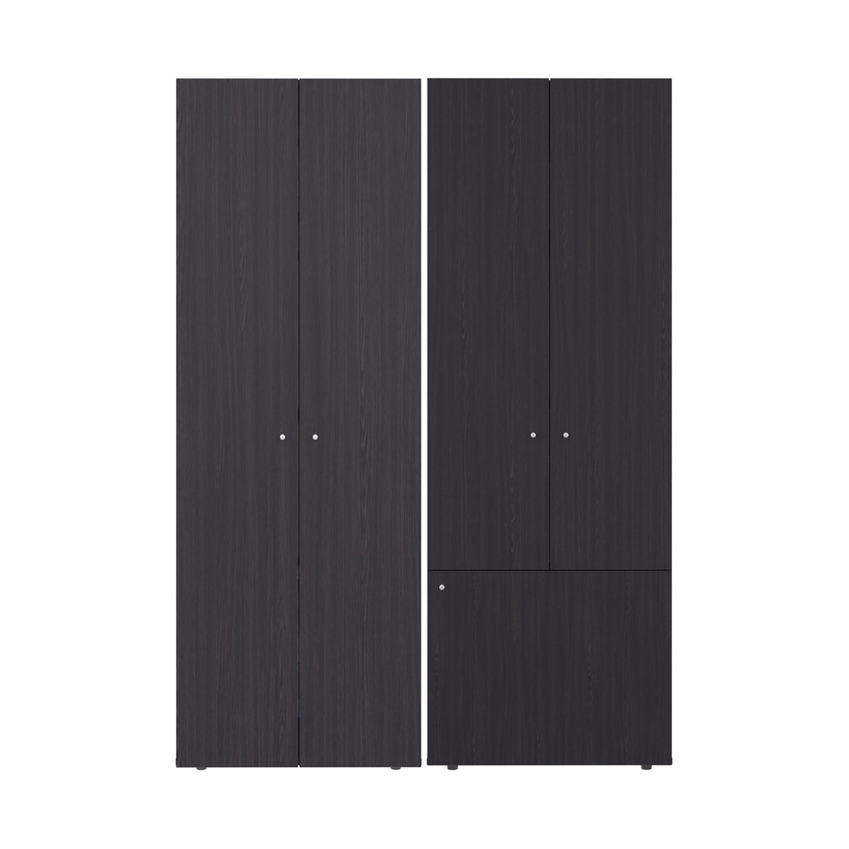 TUHOME CONCEPT Conjunto de 2 armarios Home de 170 cm: 2 puertas con estantes + 3 puertas con estantes, wengué