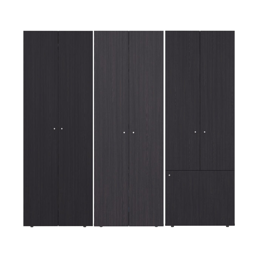 TUHOME CONCEPT Conjunto de 3 armarios Home de 170 cm: 2 puertas con barra + 2 puertas con estantes + 3 puertas con estantes, wengué